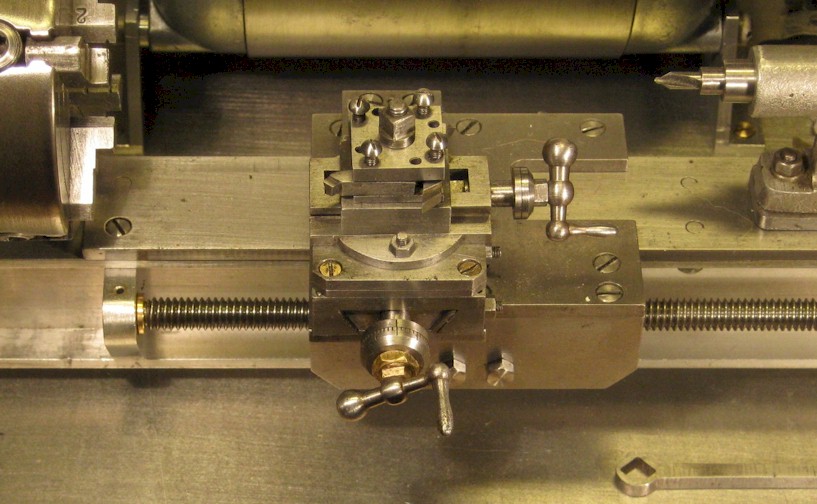 Four-way toolpost on a watchmaker's lathe