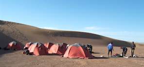 Camp in the desert sand dunes
