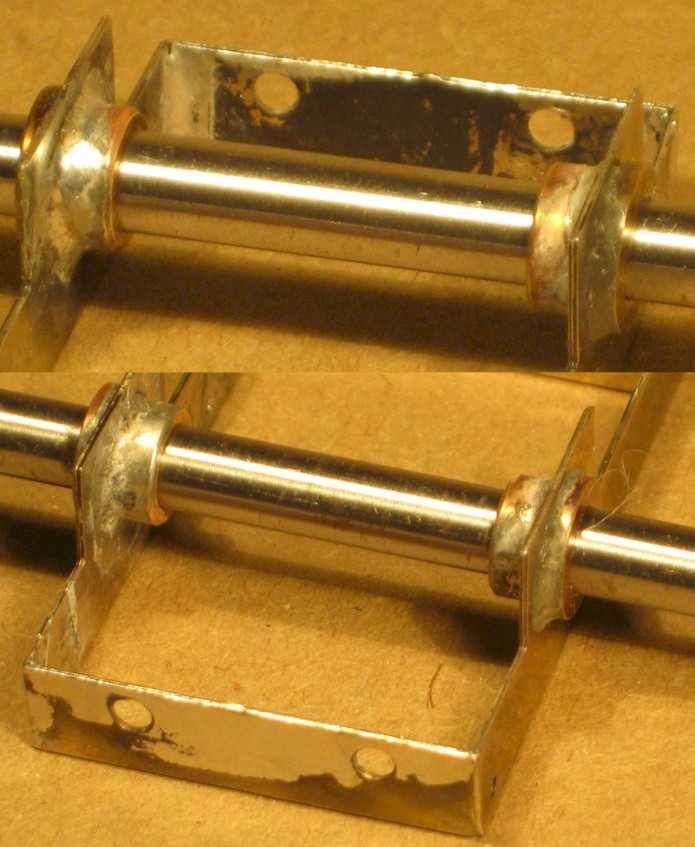Remade lap joints on inner frames of a Westdale DMU motor bogie - 0 gauge