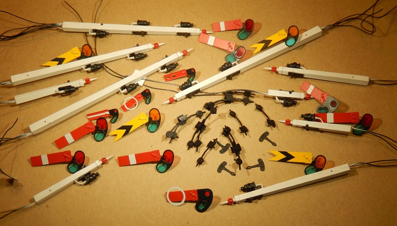 Parts of GWR signal dolls (posts) ready for assembly - 7 mm scale - David L O Smith