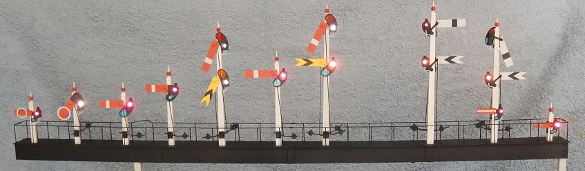 GWR Signal Gantry with ten dolls - 7mm scale - David L O Smith