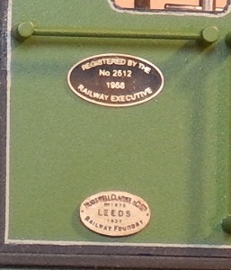 BR registration plate and Hundswell Clarke builders' plate on 0-6-0DM
